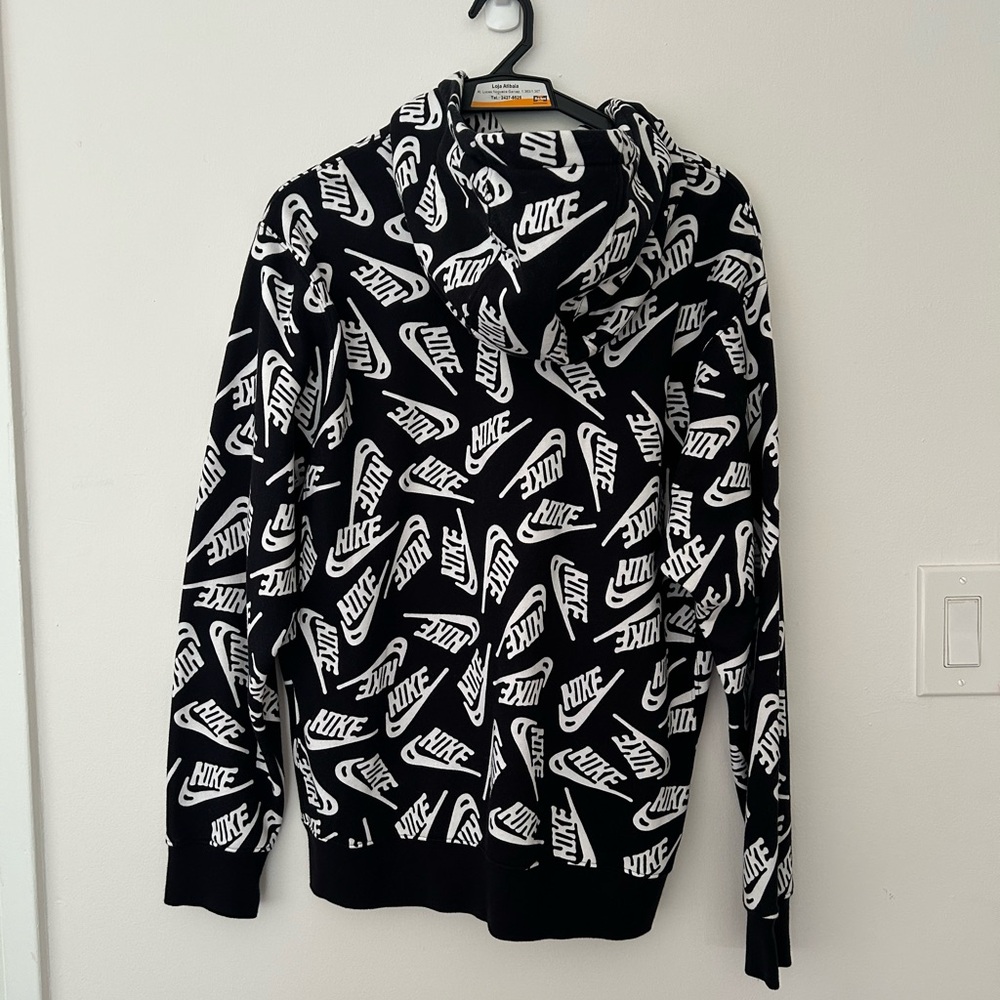 Nike Men's Black and White Patterned Hoodie - Picture 4 of 12